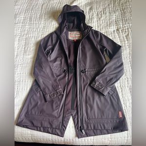 Deep purple mid-length raincoat